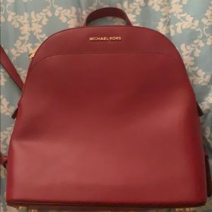 michael kors red leather backpack